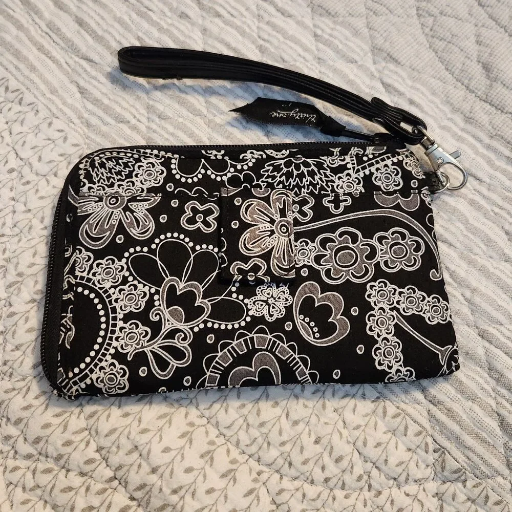 Thirty-One Black Paisley Parade Timeless Wallet Clutch